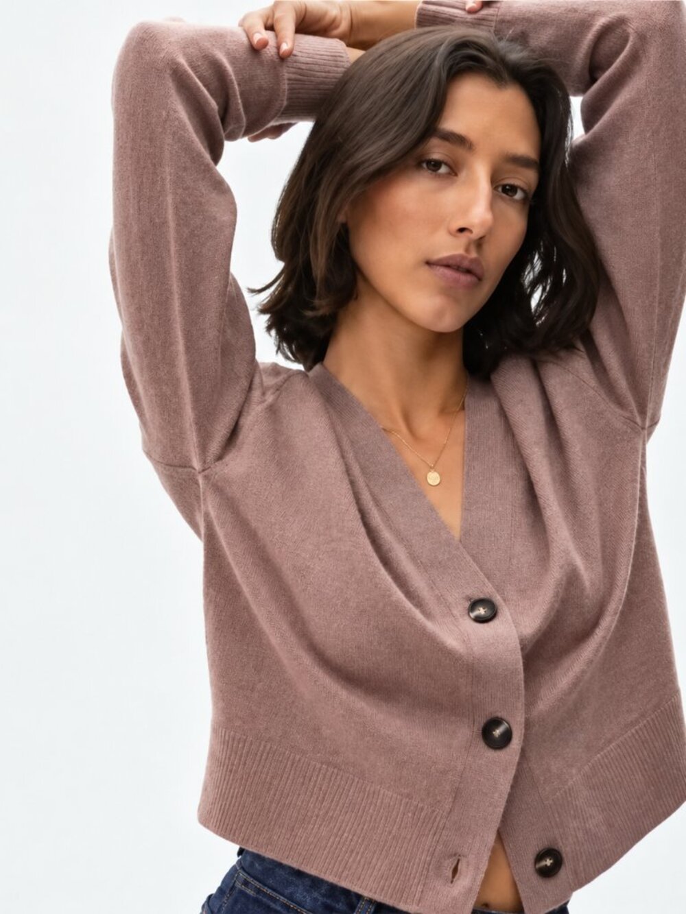 Everlane The Cashmere Cropped Cardigan in Sand Dune NWOT